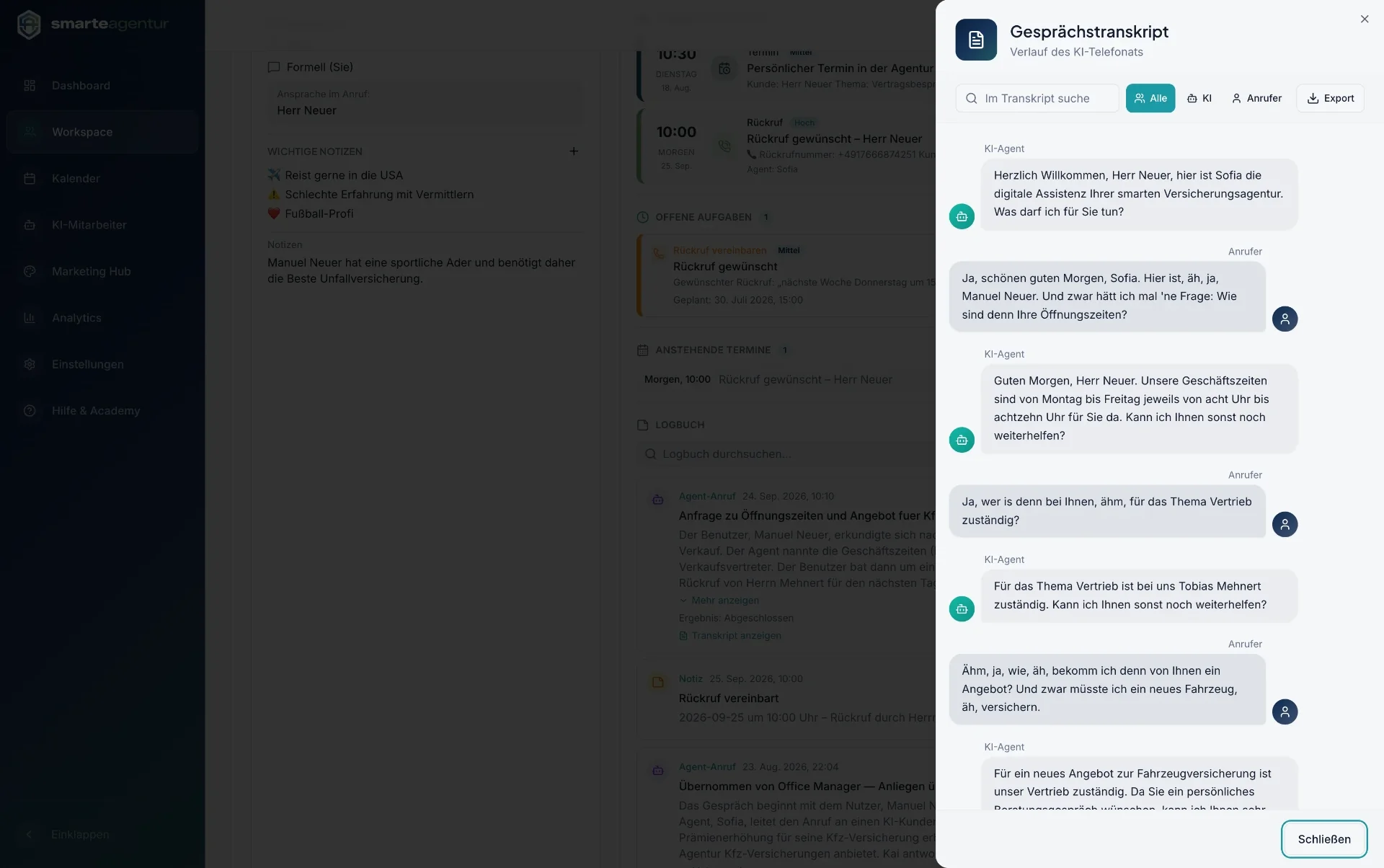 Transkript und Zusammenfassung am Kontakt