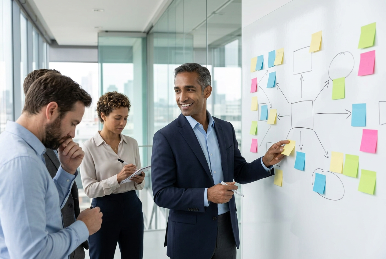 KI Kampagnenmanager plant am Whiteboard
